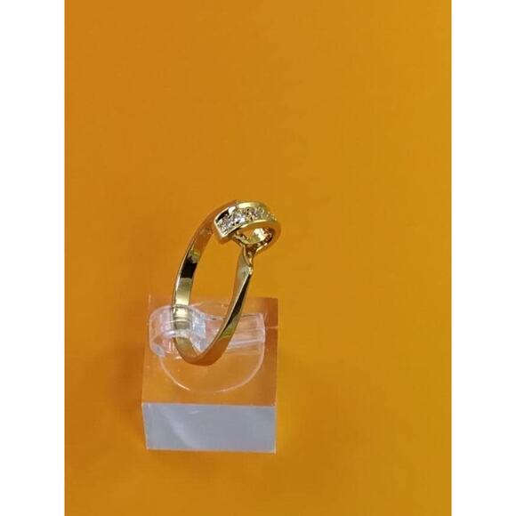 Vintage 1990's NOS 14kt Gold Plated CZ Love Knot Ribbon Stack Band Ring Size 11 - Picture 6 of 7